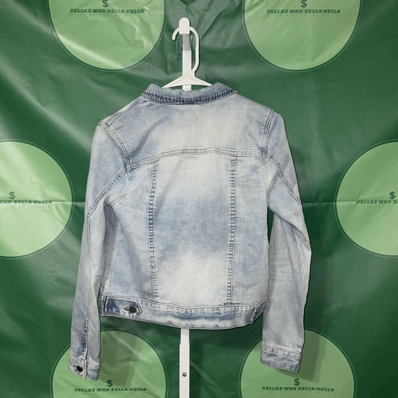 MARKET & SPRUCE Carlin French Terry Hood Denim Jacket in LIGHT BLUE sz S - NWT - Picture 10 of 10